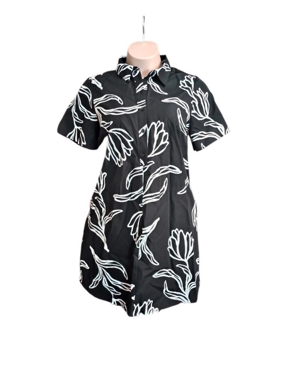 Emma & Michele Black and White Abstract Print Blouse